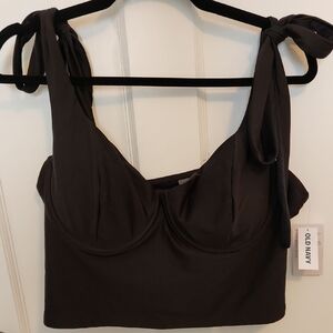 Old Navy Black Underwire Tie-Shoulder Tankini Swim Top